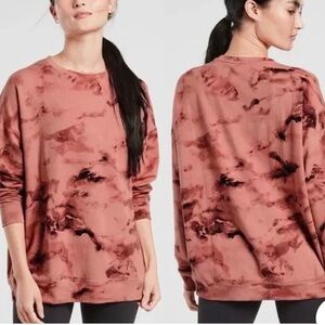 Athleta Balance Pullover Soft Sweatshirt Marine Palermo Pink Tie Dye Siz…